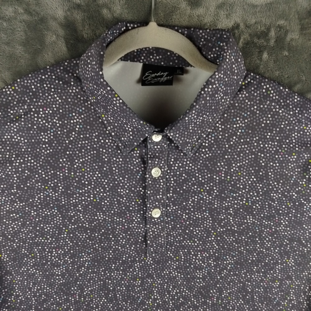 Sunday Swagger Polo Shirt Men's XL Gray Polka Dot All Over‎ Performance Golf